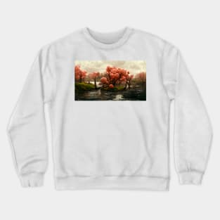 Cherry Blossom Trees Landscape Oil Painting Crewneck Sweatshirt